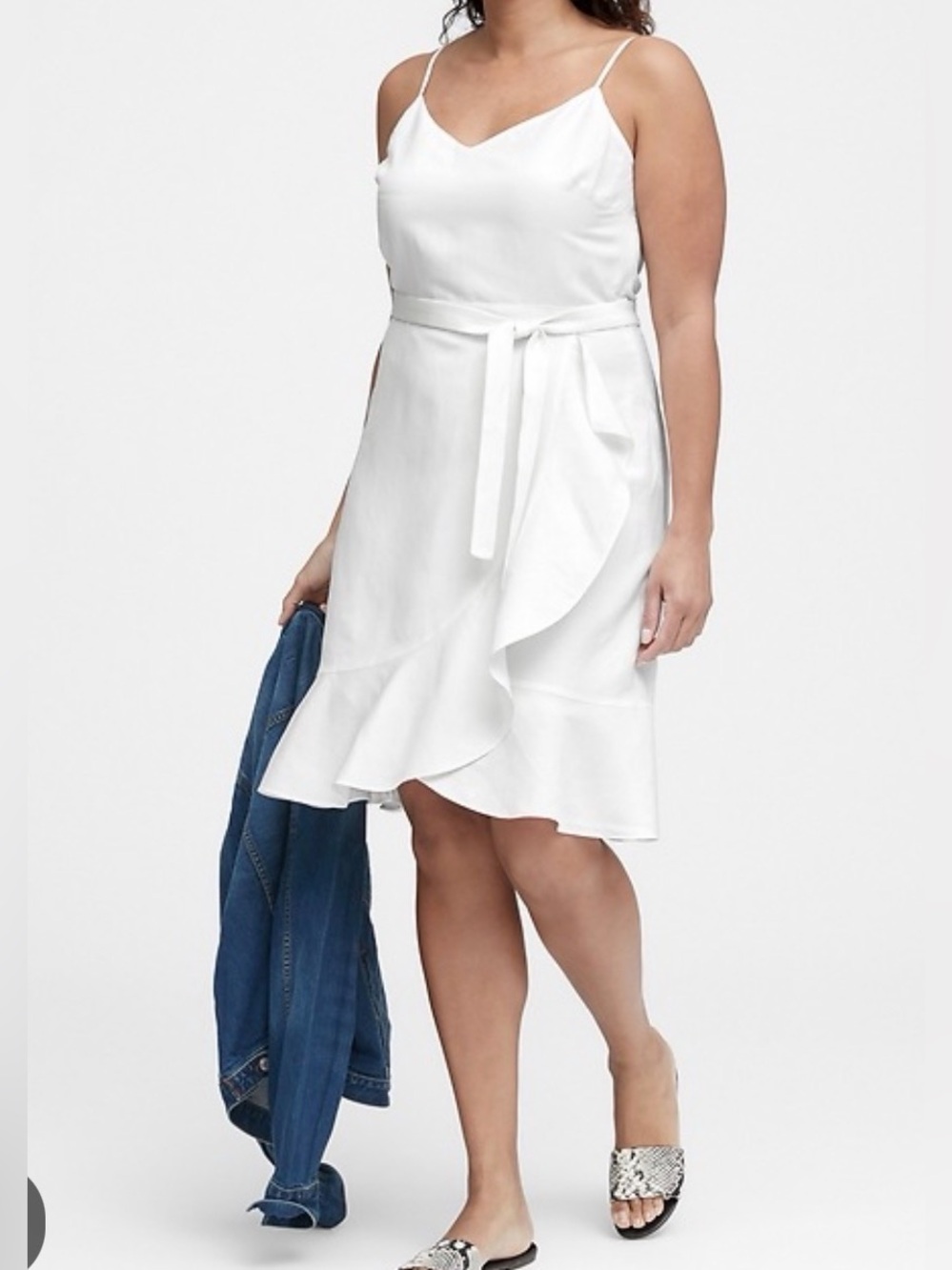 Banana Republic LINEN-BLEND RUFFLE WRAP DRESS - Picture 2 of 4